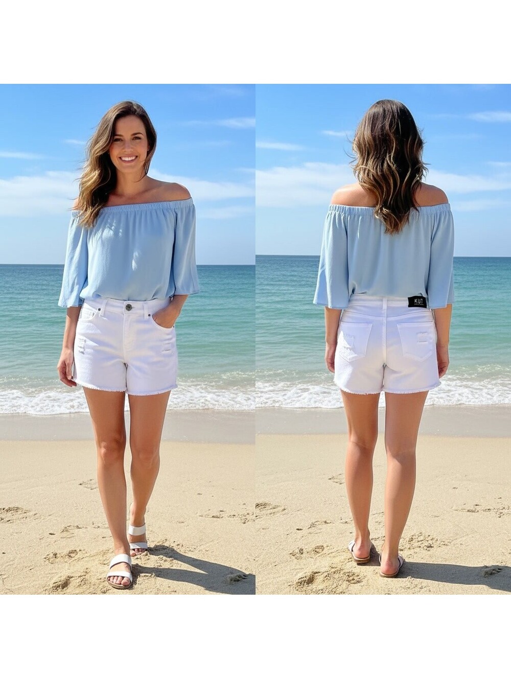 1921 - KUT from the Kloth White Denim Cut-Off Shorts Size 14